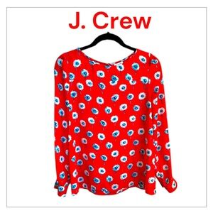 J. Crew | Cheerful Red Printed Blouse